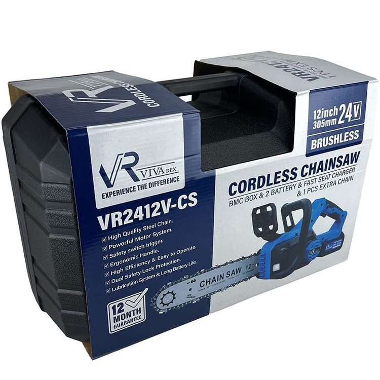 اره زنجیری شارژی ویوارکس مدل VR2412V-CS ۳۰ سانت دو باتری براشلس